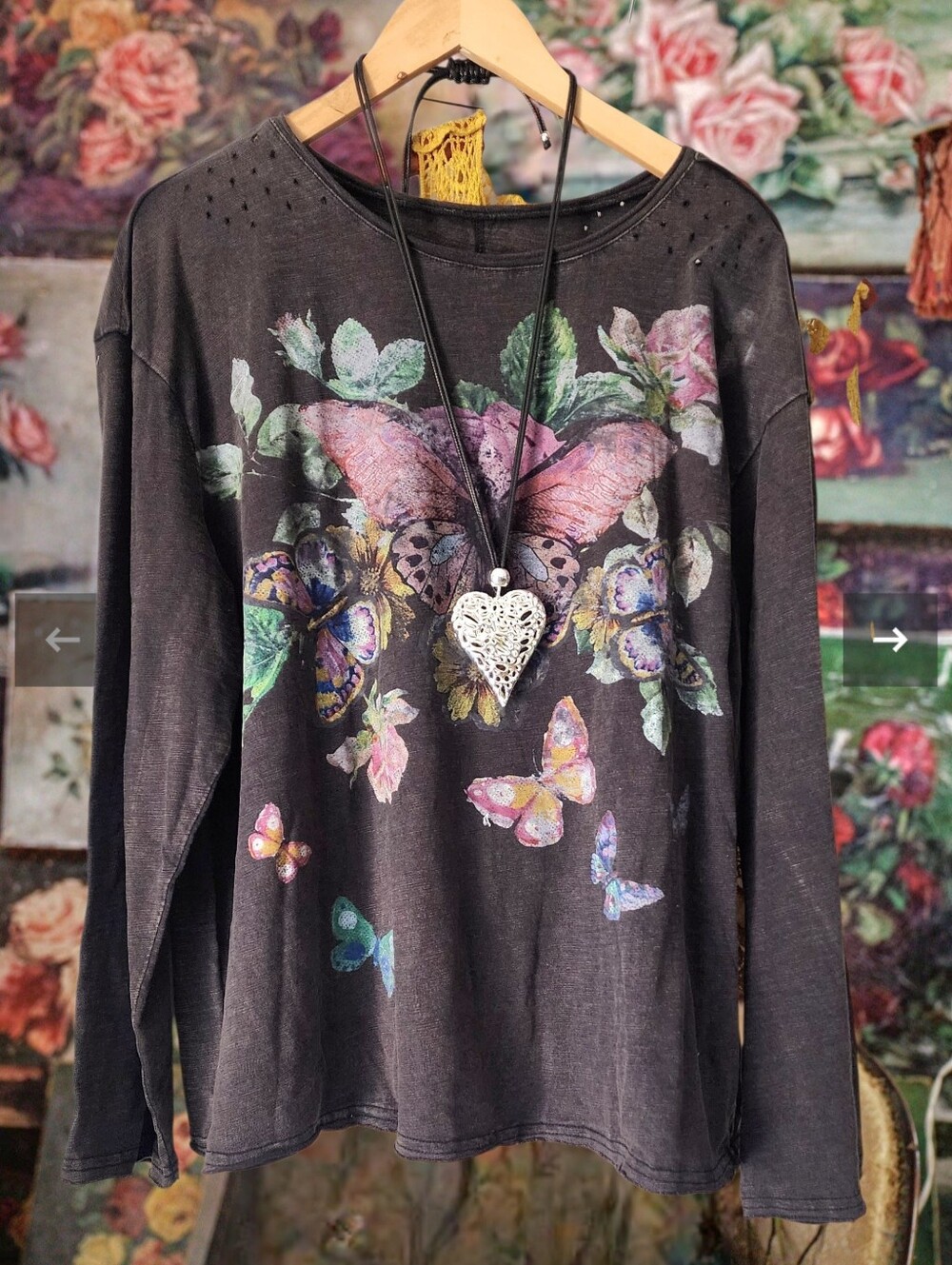 Boho Blue Graphic Tunic with Colorful Patchwork Sleeves - Picture 8 of 13